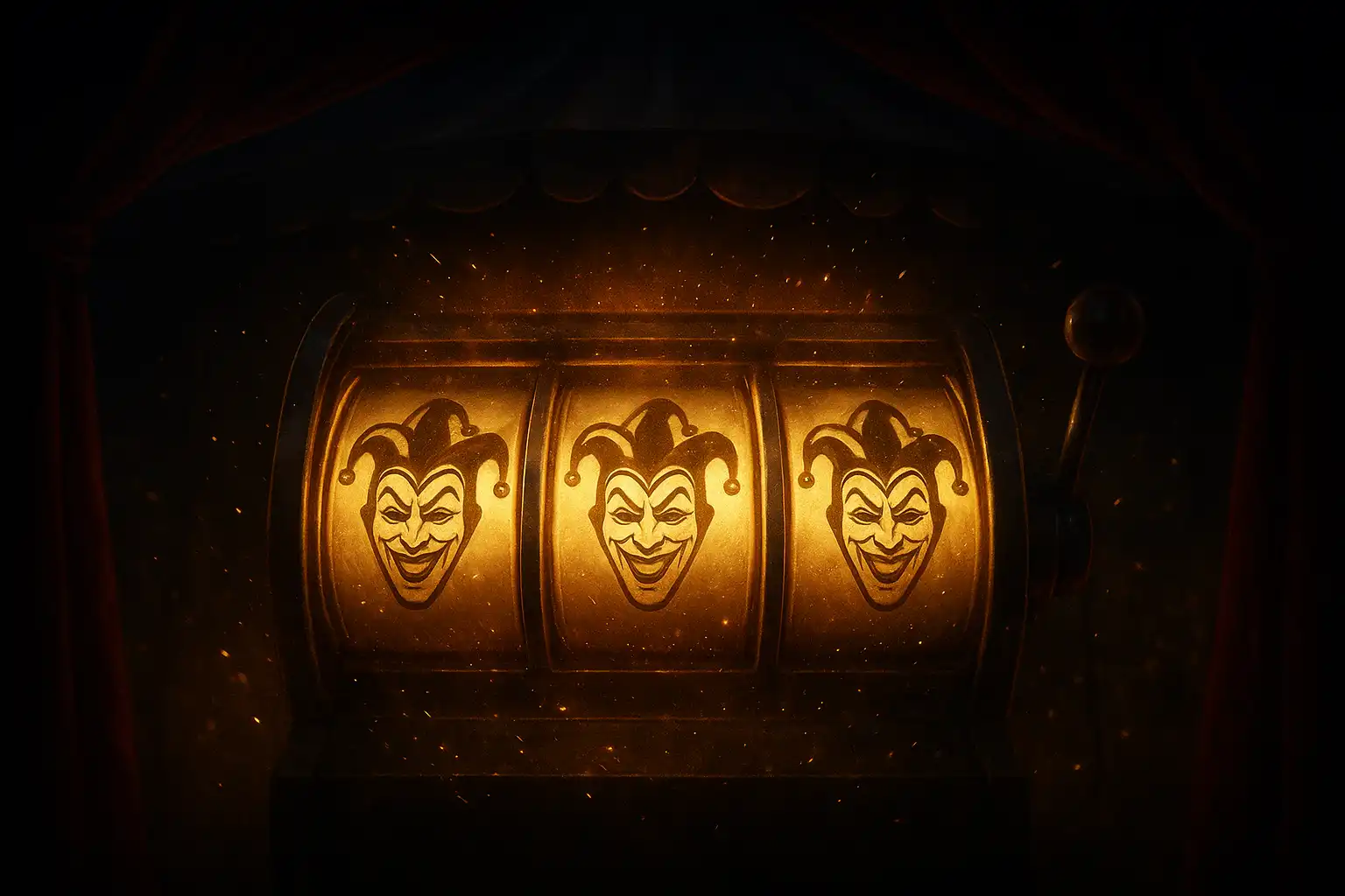 Slot reels spinning with joker mask symbols